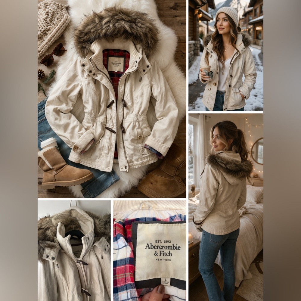 Vintage Y2K Abercrombie & Fitch Faux Fur Hood Toggle Coat | Women’s L
